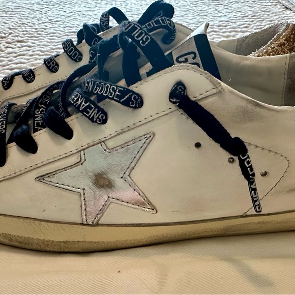 Golden Goose White and Silver Sneakers - Picture 7 of 12